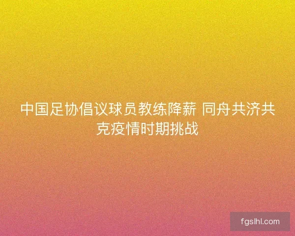 中国足协倡议球员教练降薪 同舟共济共克疫情时期挑战