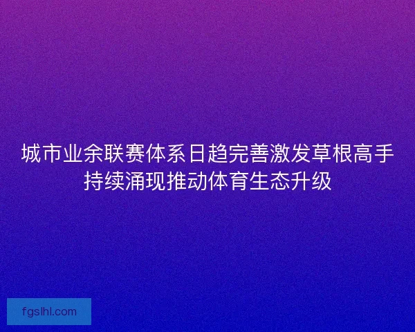 城市业余联赛体系日趋完善激发草根高手持续涌现推动体育生态升级
