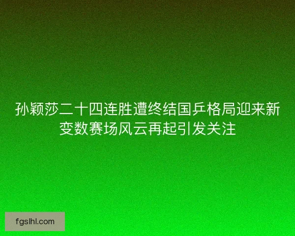 孙颖莎二十四连胜遭终结国乒格局迎来新变数赛场风云再起引发关注