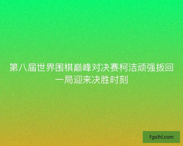 第八届世界围棋巅峰对决赛柯洁顽强扳回一局迎来决胜时刻